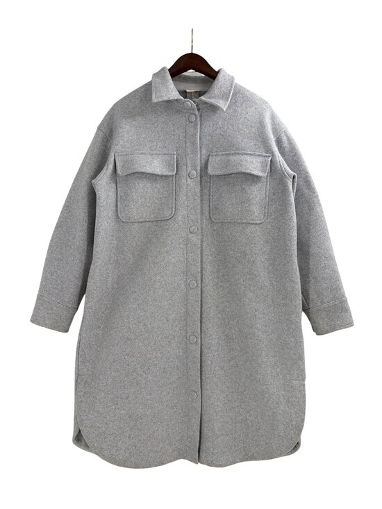 Calia Jackets & Blazers - Calia Womens Large Longline Button-Up Shirt Jacket Shacket Gray Collar Pockets